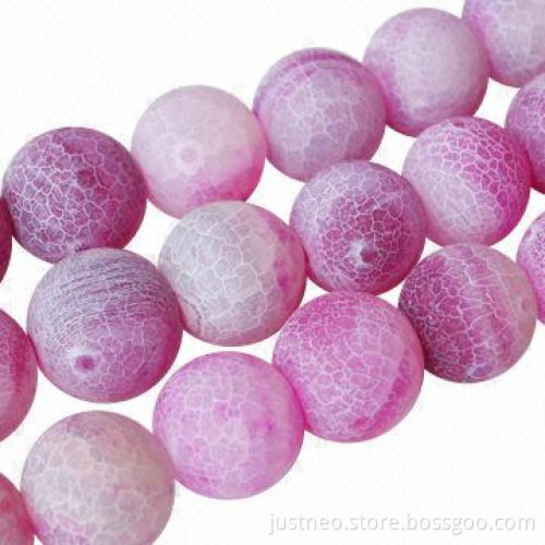 4 to 18mm round magenta frosted agate semi-precious loose gemstone beads